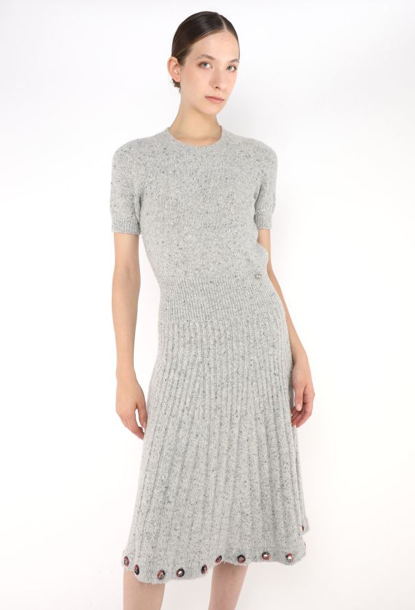 Chanel F/W 2016 Cashmere Eyelet Trim Dress - 1
