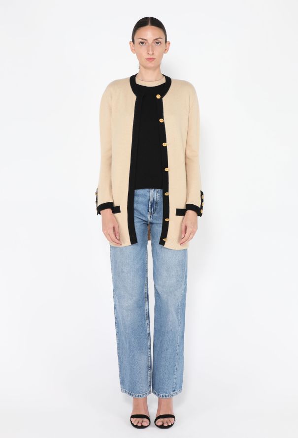 Chanel Bicolor Cashmere Cardigan Set, 1990s - 1