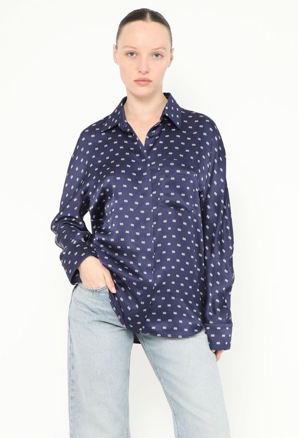 Balenciaga 2017 Silk Logo Blouse - 1