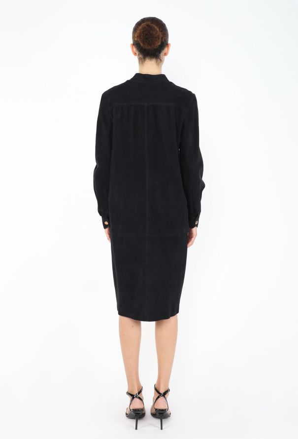 Céline Navy Suede Calèche Dress, 1970s - 6
