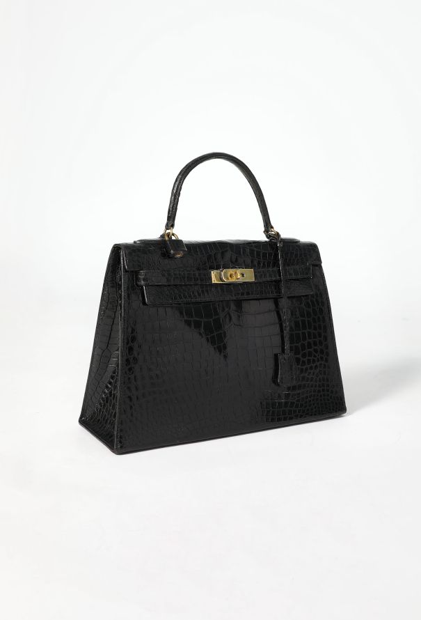 Hermès '60s Black Porosus Kelly Sellier 32 - 3