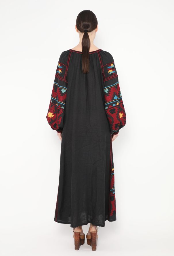 Vita Kin Embroidered Linen Kaftan Black - 4 Vita Kin Embroidered Linen Kaftan Black - 4