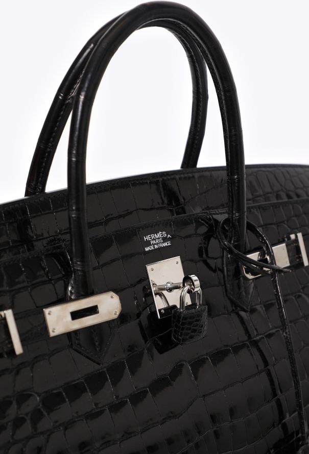 Hermès Shiny Black Porosus Birkin 40 - 16