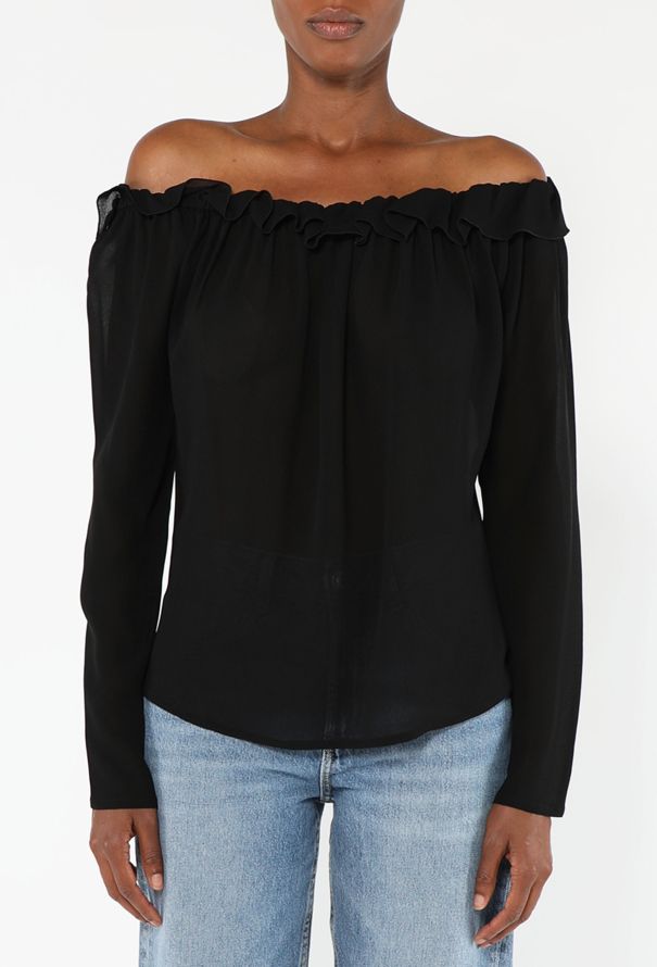 Saint Laurent Tom Ford 2001 Ruffled Chiffon Blouse - 1