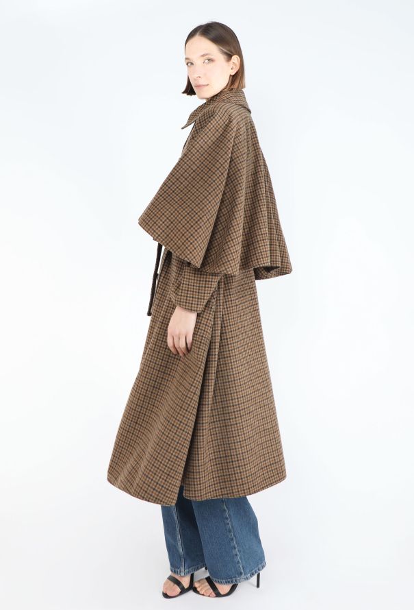 Céline '70s Calèche Belted Capelet Coat - 5