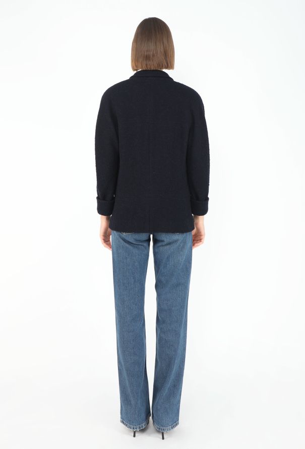 Chanel 1990 Navy Bouclé 'CC' Jacket - 6