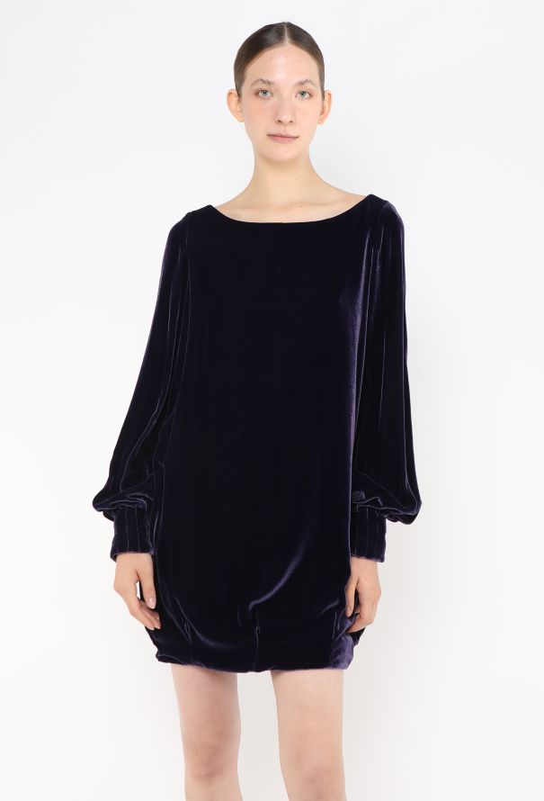 Alexander McQueen 2007 Velvet Bishop-Sleeve Dress - 1