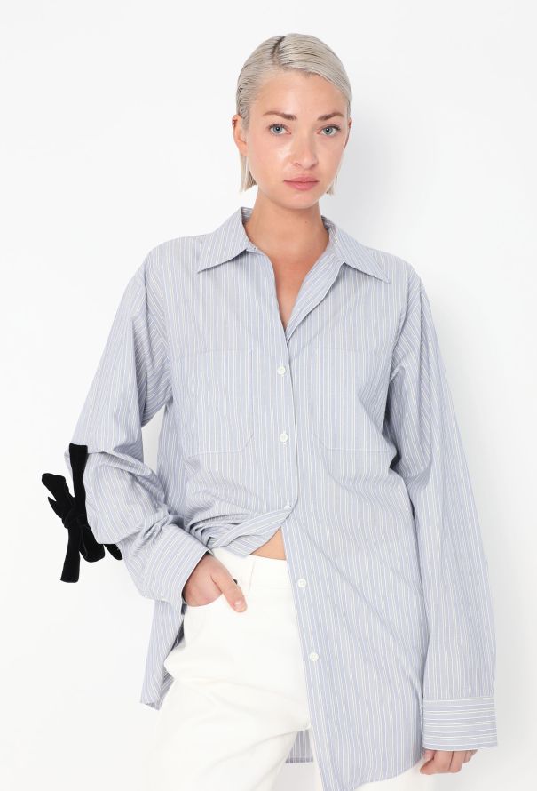 Prada Velvet Bow Cotton Shirt - 1