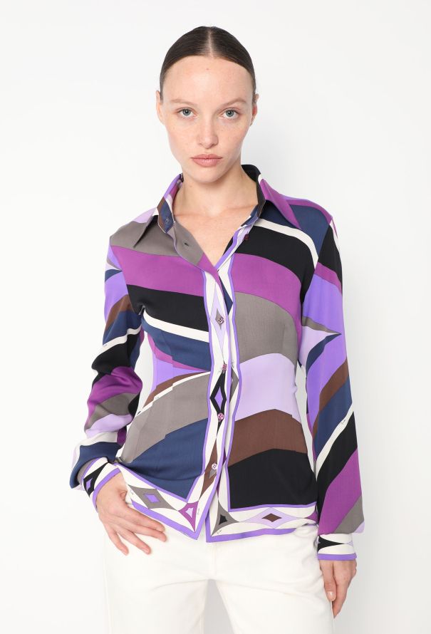 Emilio Pucci Silk Crêpe Abstract Blouse - 1
