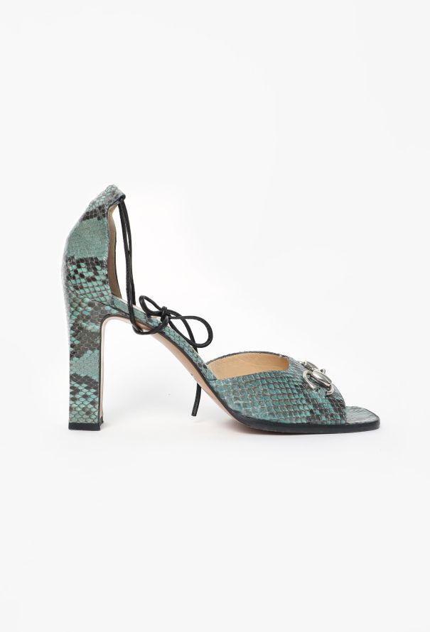 Gucci 1996 Snakeskin Horsebit Sandals - 1