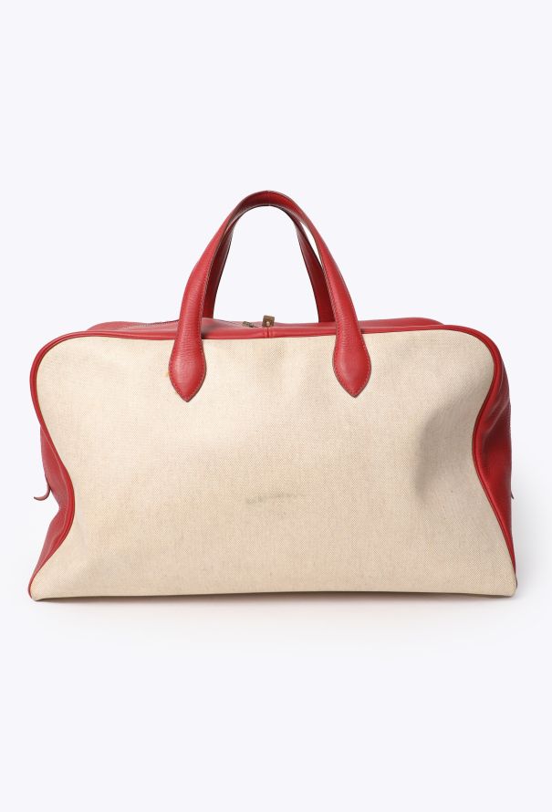 Hermès Vintage Toile H & Taurillon Clémence Victoria 50 - 5