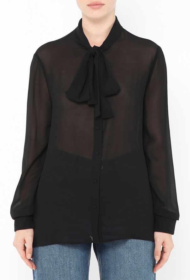 Saint Laurent 2016 Silk Lavallière Blouse - 1