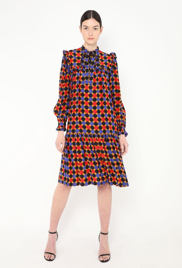 Saint Laurent Vintage Ruffled Polka Dot Dress - 1