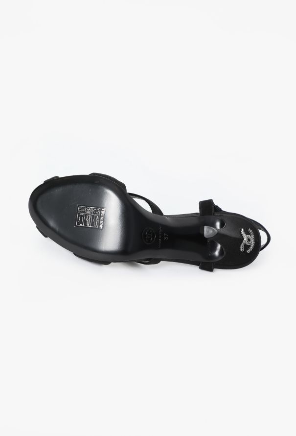 Chanel Strappy Slingback 'CC' Sandals - 8