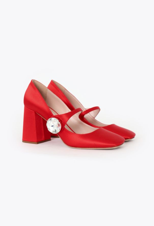 Miu Miu Pre-Fall 2019 Embellished Satin Pumps - 3 Miu Miu Pre-Fall 2019 Embellished Satin Pumps - 3