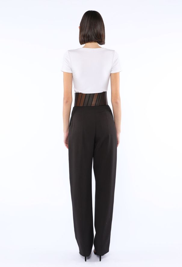 Alaïa Pleated Leather Trim Trousers, Resort 2026 - 5