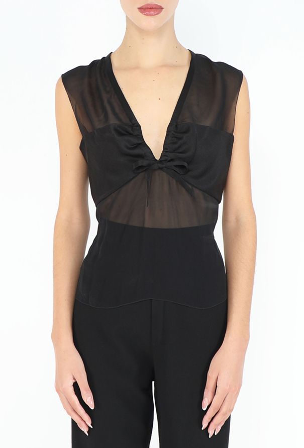 Chanel '90s Smoking Bow Chiffon Blouse - 2