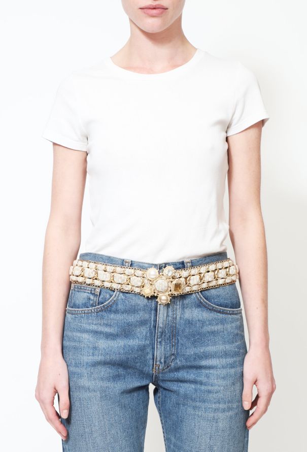 Chanel F/W 2005 Tweed Chainlink Buckle Belt - 1