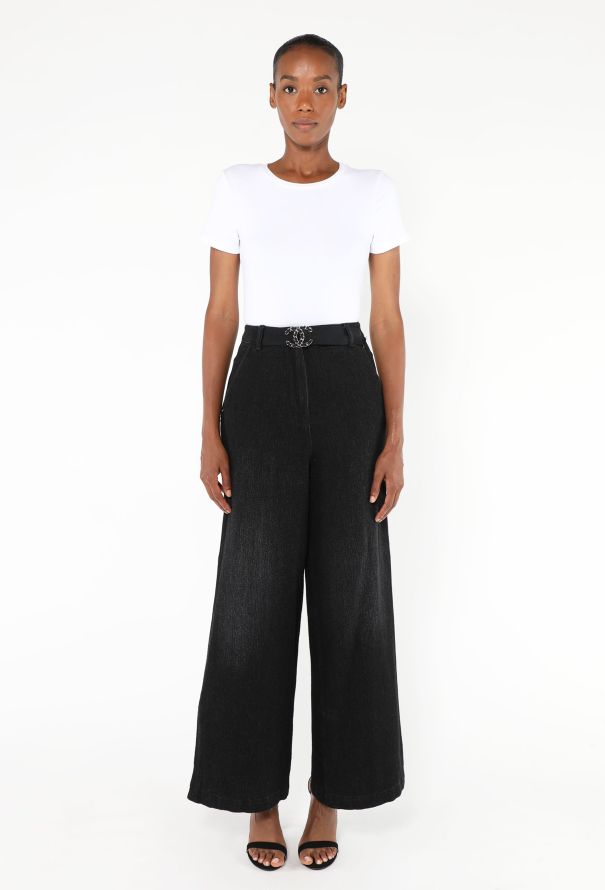 Chanel 2019 Wide-Leg Belted Jeans - 2