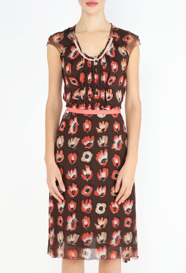 Prada F/W 2000 Poppy Chiffon Dress - 3
