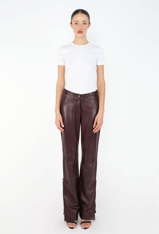 Dior 2004 Burgundy Lambskin Trousers - 2