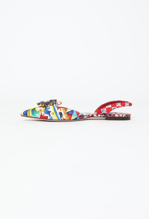 Dolce & Gabbana 2016 'Maiolica' Embellished Slingbacks - 5