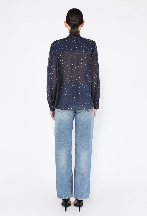 Chloé Spotted Silk Lavallière Blouse, 2025 - 4