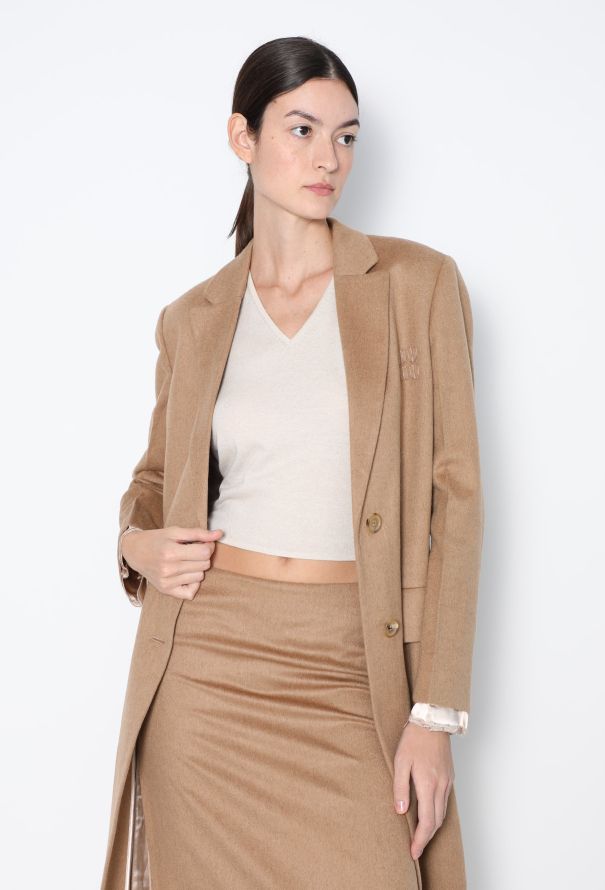 Miu Miu S/S 2022 Camel Logo Coat - 3
