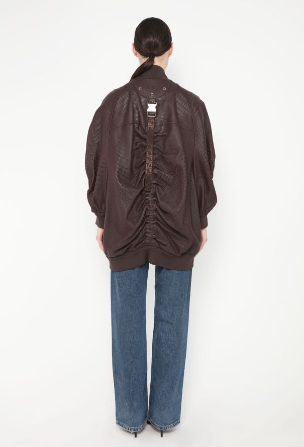Fendi S/S 2019 Perforated Leather Bomber Jacket - 6 Fendi S/S 2019 Perforated Leather Bomber Jacket - 6