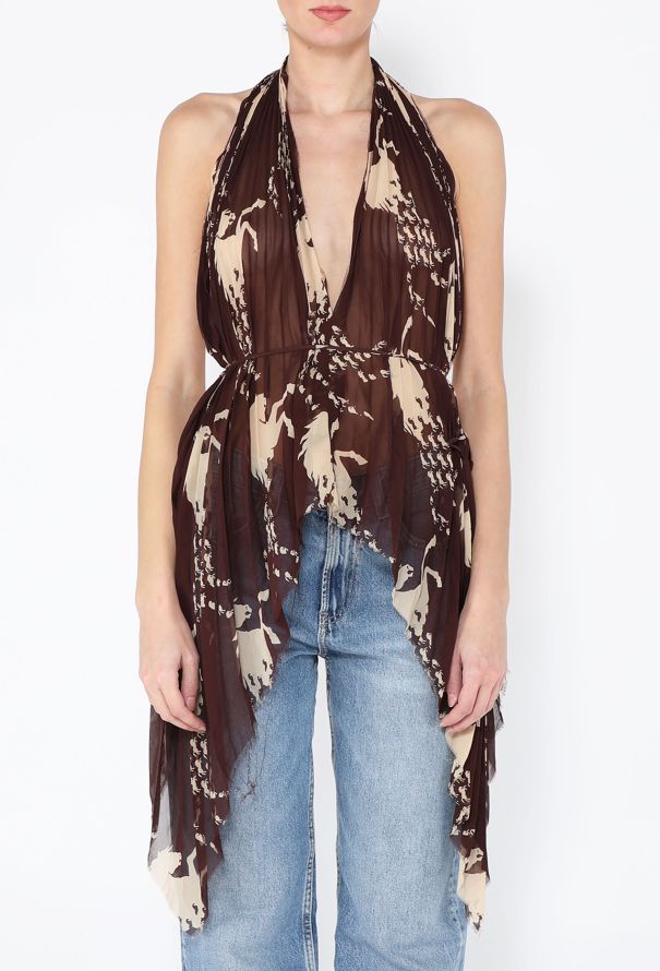 Chloé ICONIC S/S 2001 Horse Print Silk Top - 3