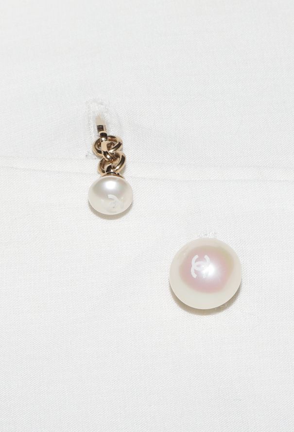 Chanel 2005 Pearl Button Voile Blouse - 9 Chanel 2005 Pearl Button Voile Blouse - 9