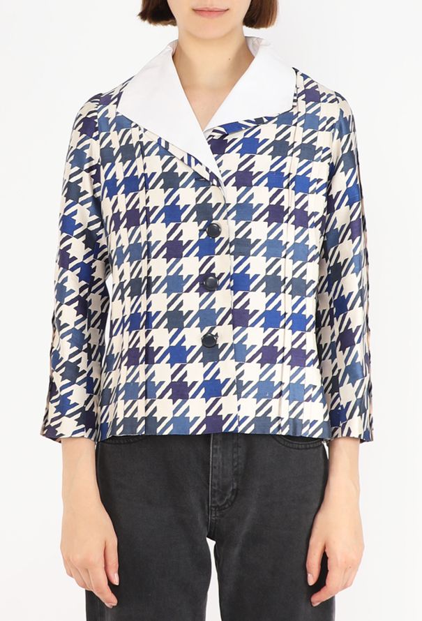 Chanel Haute Couture Silk Houndstooth Jacket, Late 1950s - 1