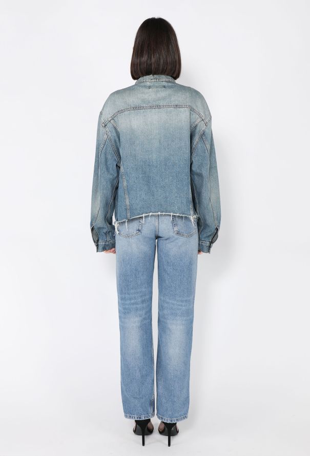Balenciaga Distressed Logo Denim Jacket - 5
