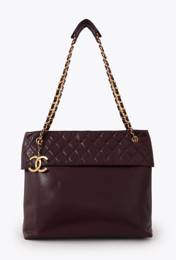 Chanel '90s Burgundy Shopping Tote Bag - 1