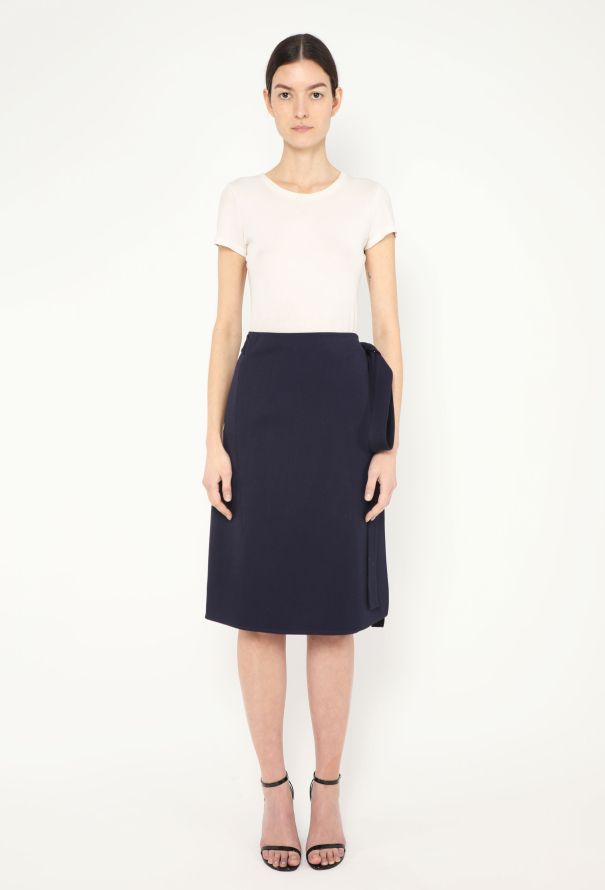 Céline F/W 2014 Navy Wrap Skirt - 1