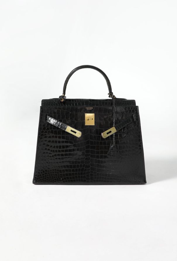 Hermès '60s Black Porosus Kelly Sellier 32 - 2