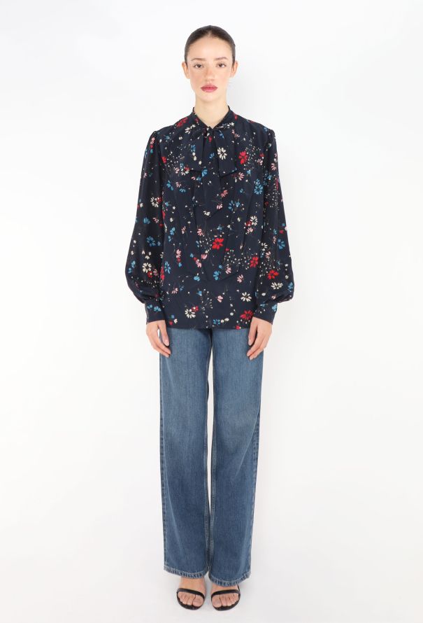 Balenciaga F/W 2017 Floral Lavallière Blouse - 4