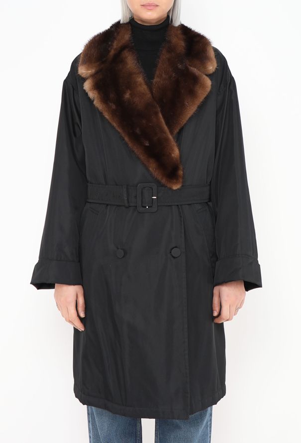 Prada Mink Fur Trim Belted Trench - 3 Prada Mink Fur Trim Belted Trench - 3
