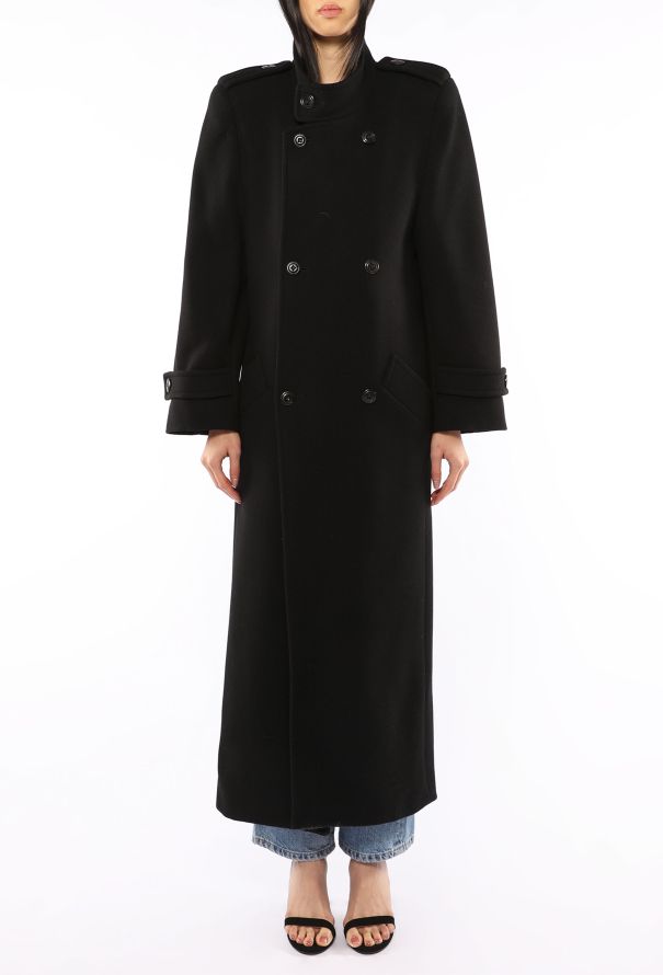 Saint Laurent Double-Breasted Long Peacoat, 2023 - 5