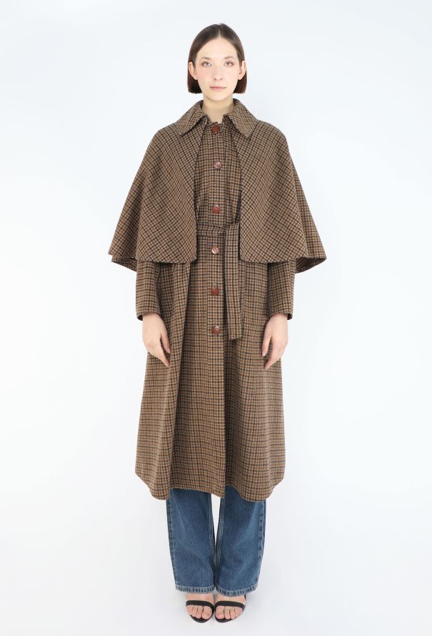 Céline '70s Calèche Belted Capelet Coat - 1