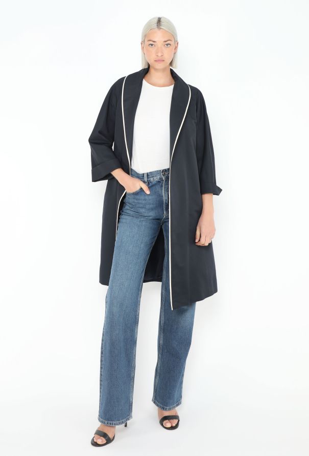 Prada Bicolor Trim Silk Coat - 3