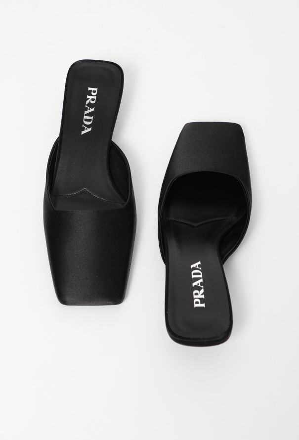 Prada 2024 Satin Angled Heel Mules - 5