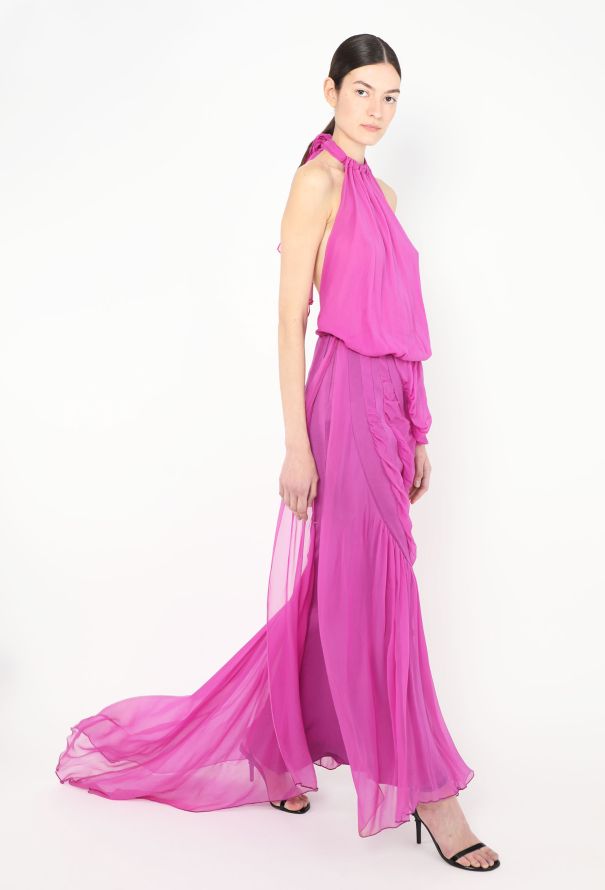 Emanuel Ungaro Vintage Draped Chiffon Halter Gown - 3 Emanuel Ungaro Vintage Draped Chiffon Halter Gown - 3