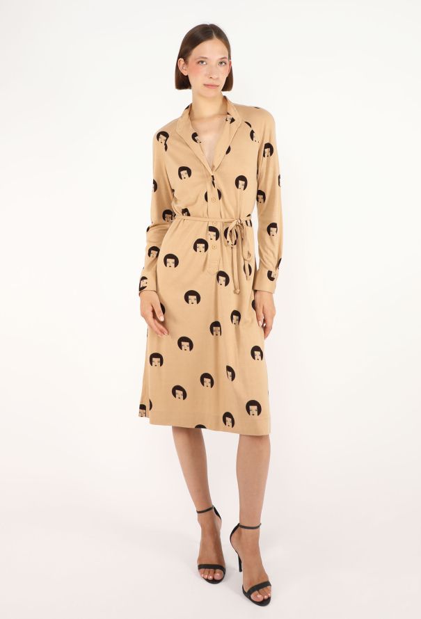 Lanvin Printed Jersey Belted Dress, 1970s - 1