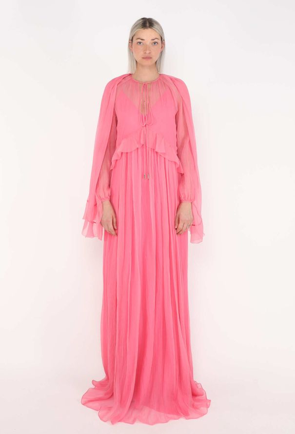 Gucci Ruffled Trim Chiffon Gown, 2024 - 2