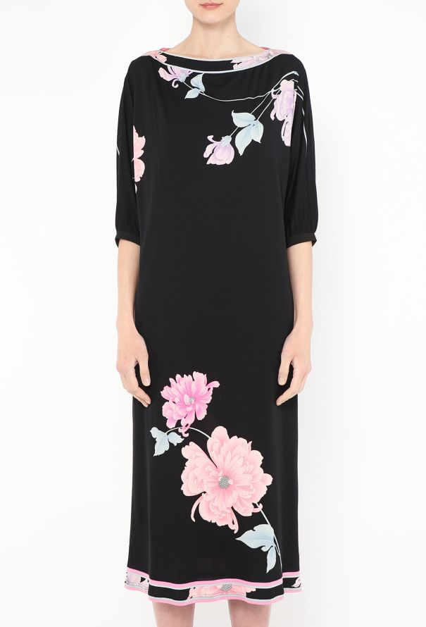 Leonard '70s Floral Silk Kaftan Dress - 3