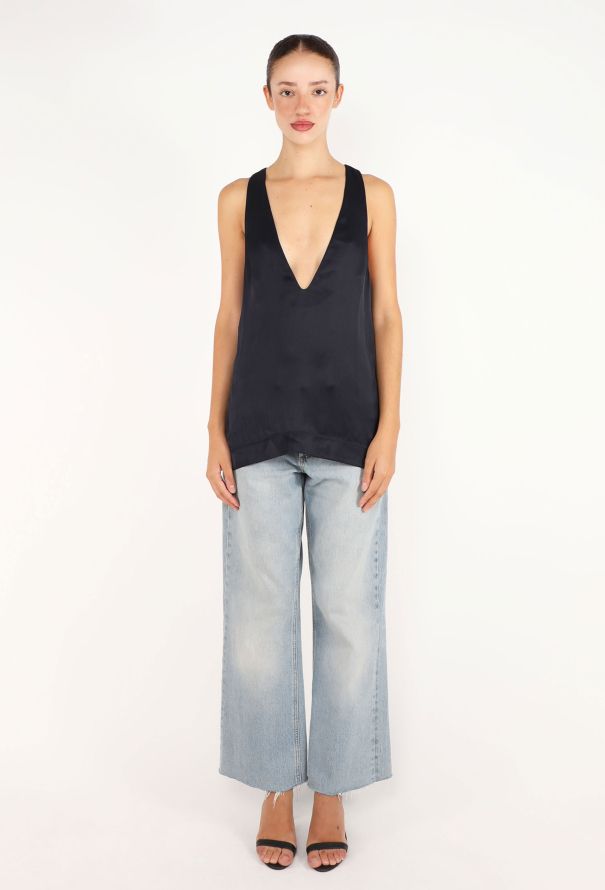 Céline Plunging V-Neck Silk Top - 2