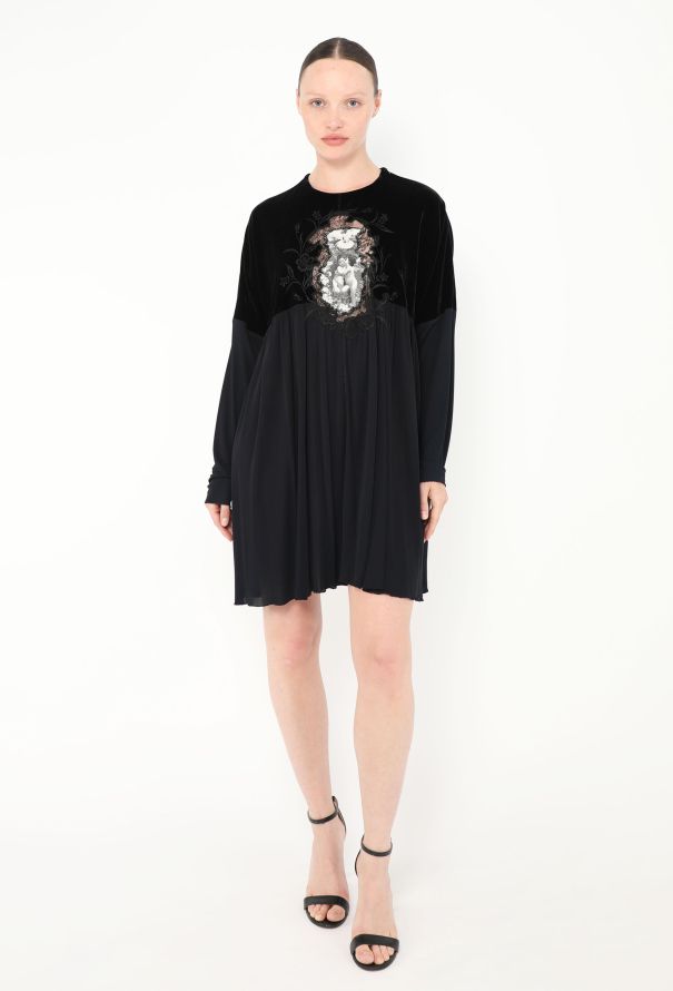 Jean Paul Gaultier '90s Embroidered Velvet Portrait Dress - 2
