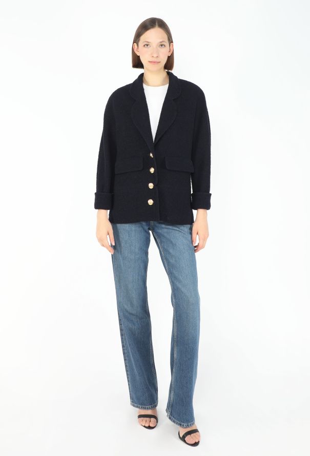 Chanel 1990 Navy Bouclé 'CC' Jacket - 5