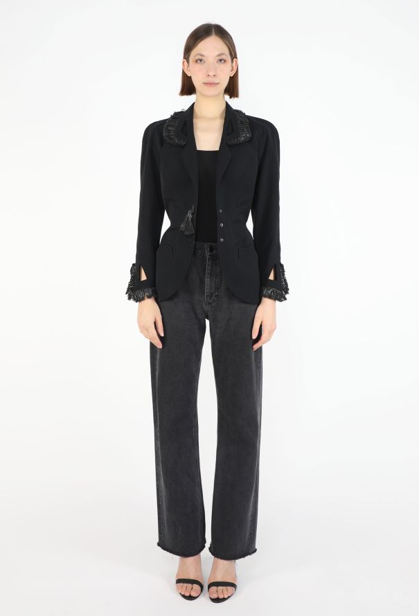 Thierry Mugler Collector 1995 Raffia Sculpted Blazer - 4